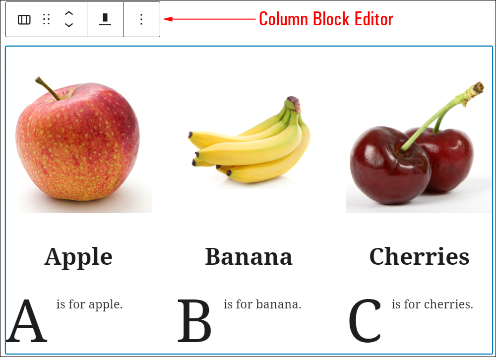 Columns Block Editor