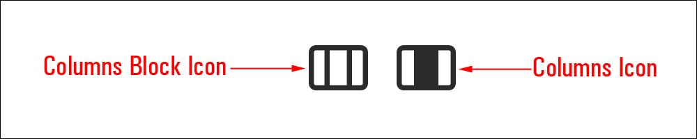 Columns block icon and Columns icon.