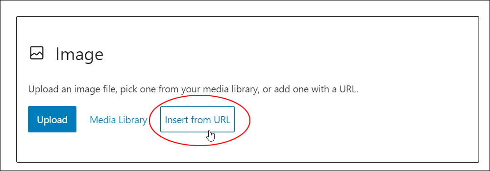 Image block - Insert from URL button.