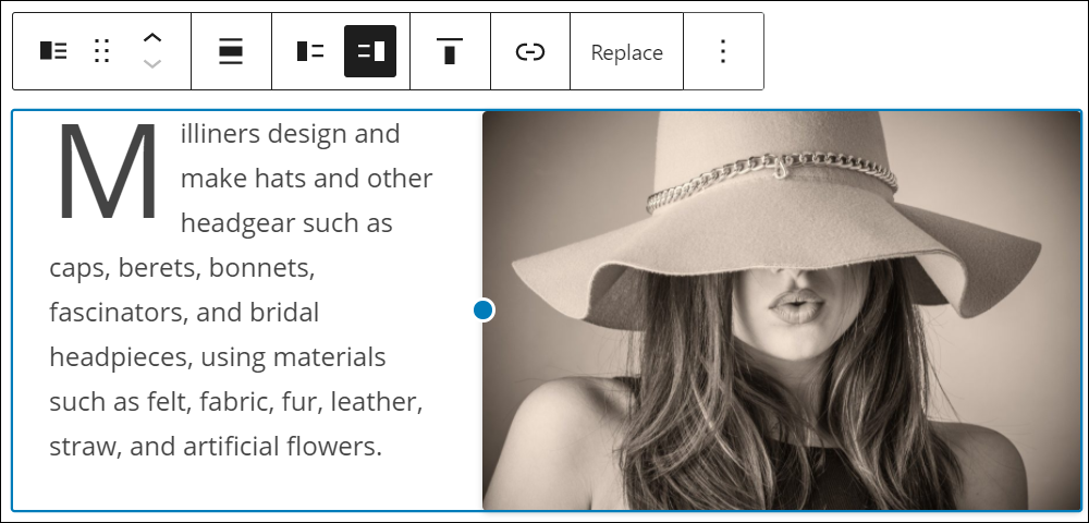 Media & Text block - text and image added