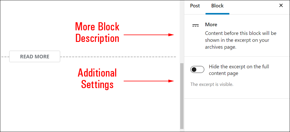 More block settings.