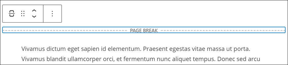 Page Break block editor.