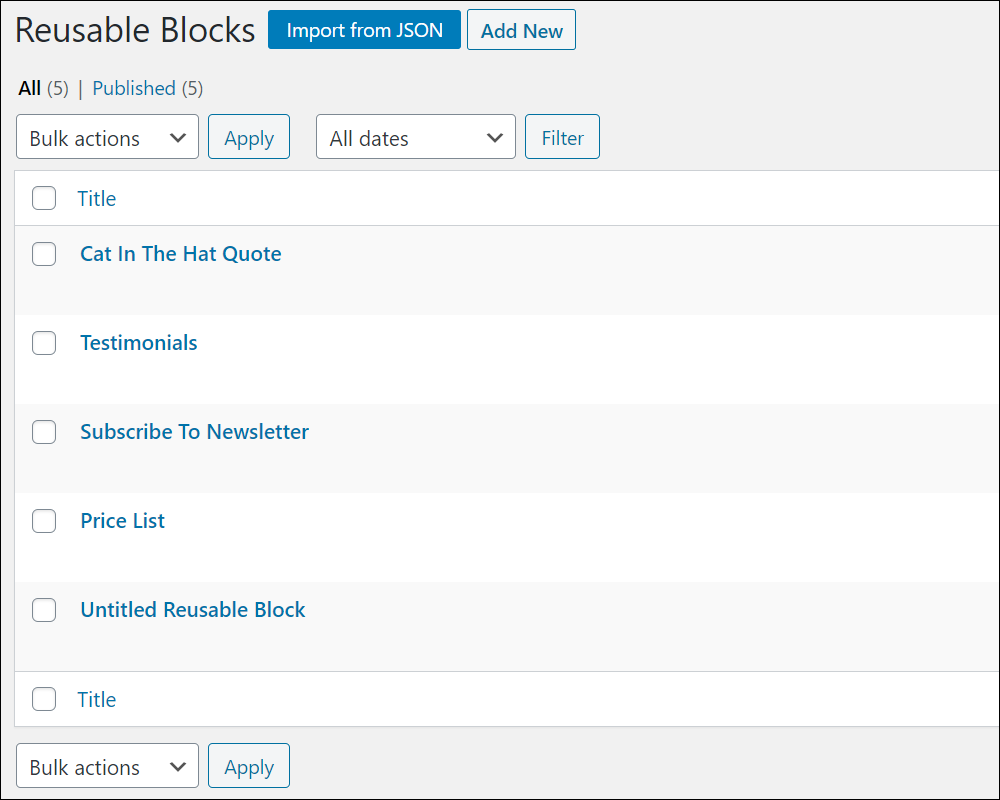 Reusable Blocks library.