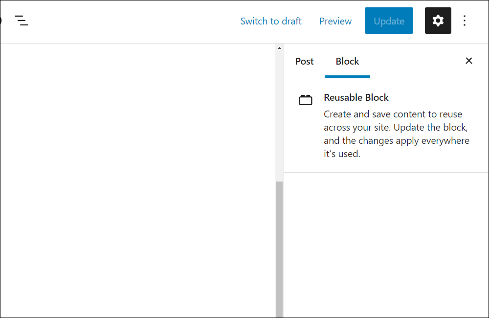 Reusable block settings.