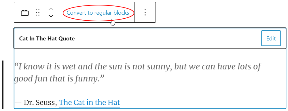 Reusable block editor - Convert to regular blocks.
