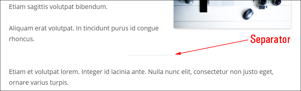 Add a separator to your content using the Separator block.