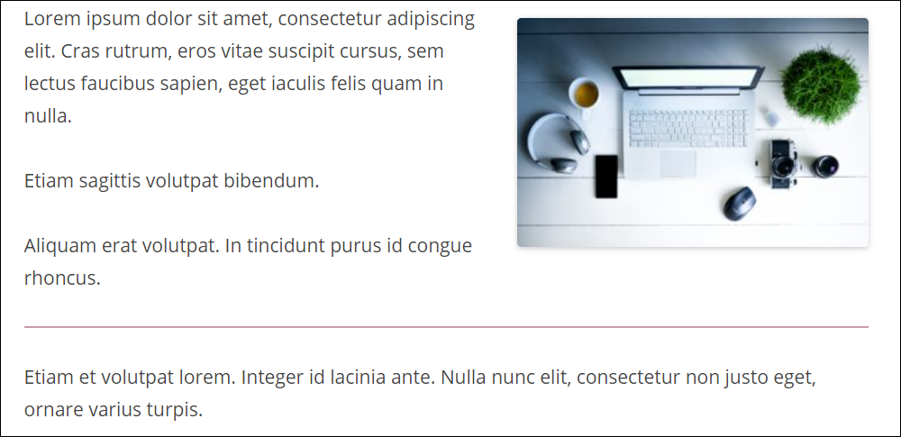 Sample content with Separator line.