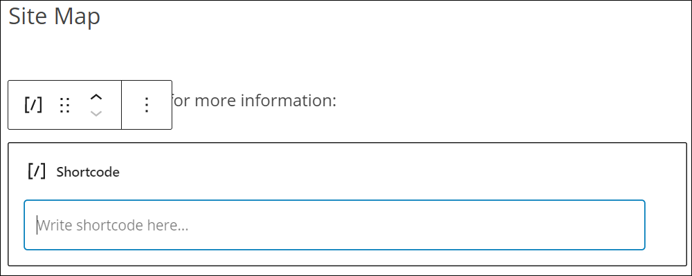 Shortcode block added to content.