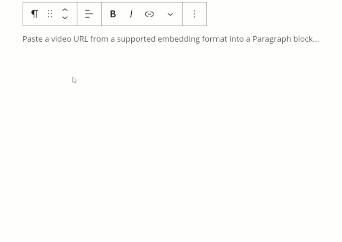 Adding a video to content using a Paragraph block.