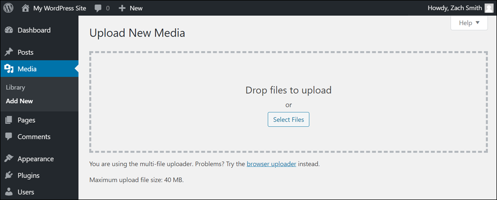 Upload New Media - WordPress Multi-File Media Uploader.