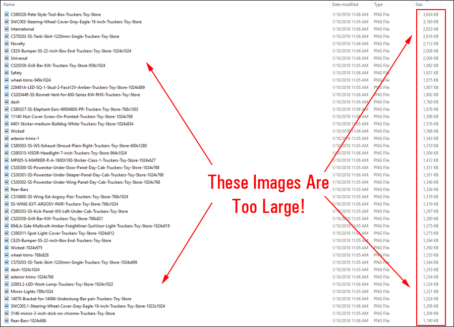 List of large-sized images.