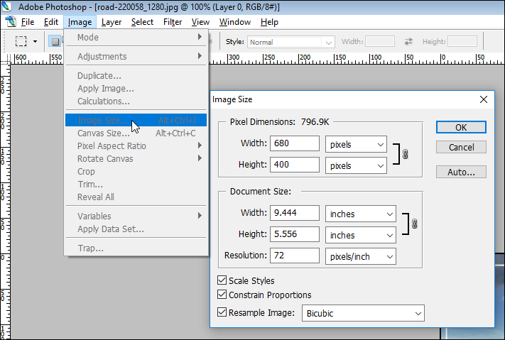 Photoshop - Image Size.