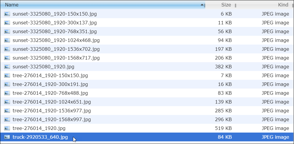 File Manager - Images folder.