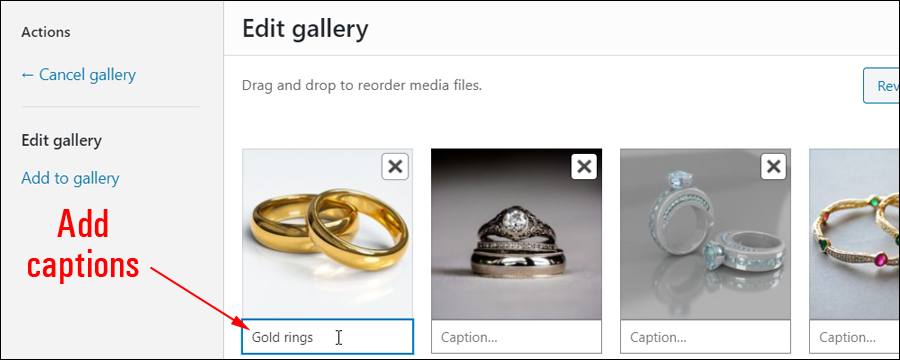 Edit gallery - Add captions.