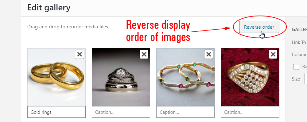 Edit gallery - Reverse display order of gallery images.