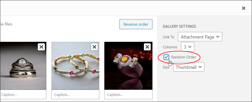 Gallery settings - Random Order