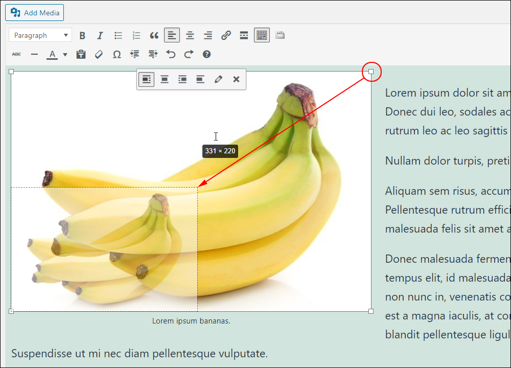 In-content image resizing.