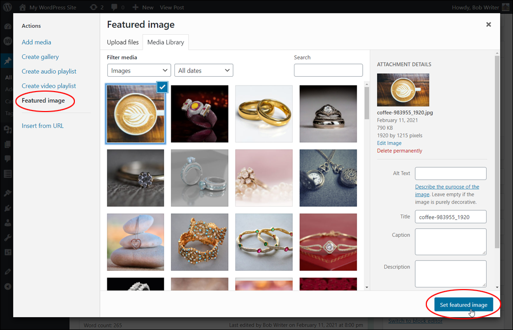 Featured image screen - Featured image.