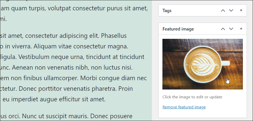 WordPress Classic Editor - Featured Image box.