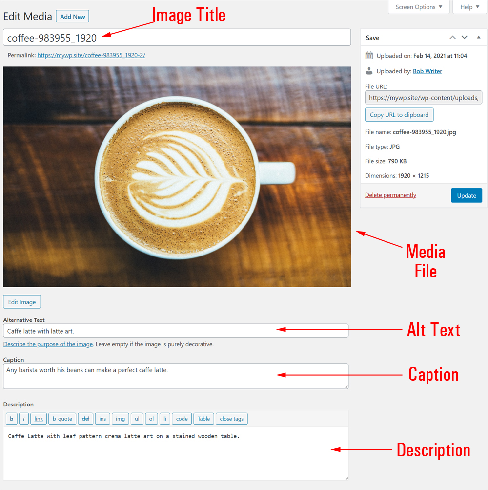 Edit Media Screen fields.