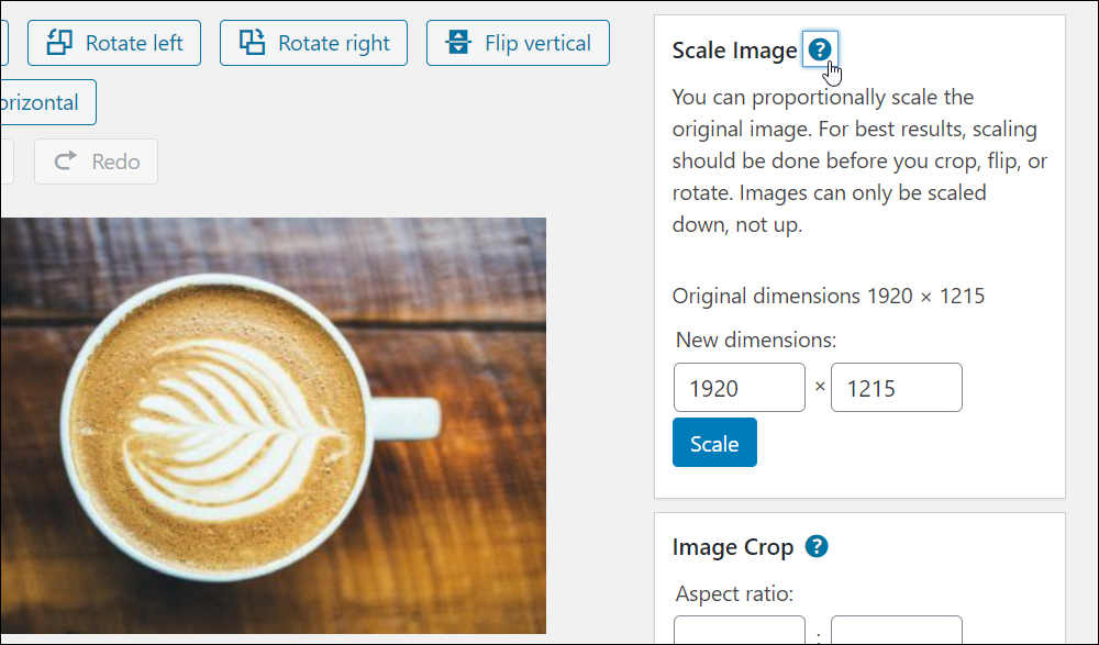 Scale image information.