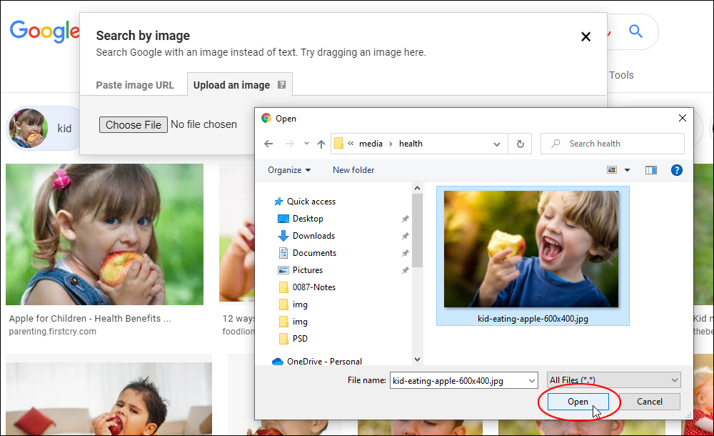 Google's Search by Image tool - file uploading.