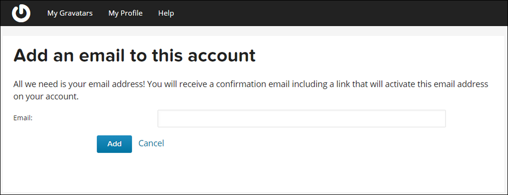 Gravatar - Add an email to this account.