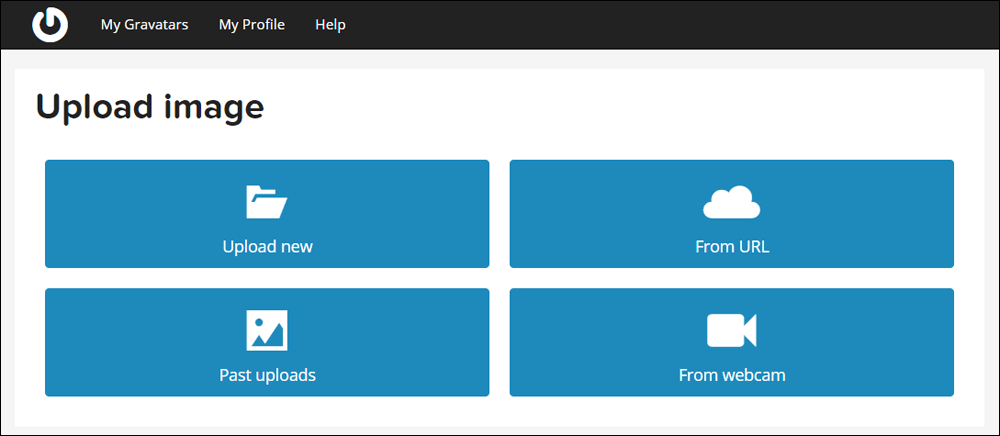 Gravatar - Upload image screen.