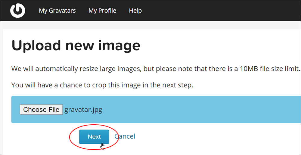 Upload your Gravatar image.