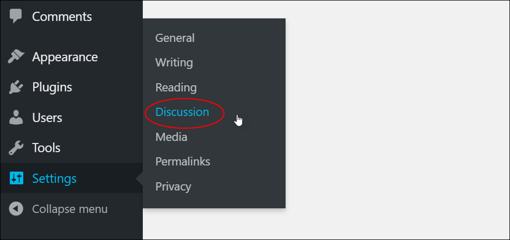 WordPress Settings Menu - Discussion