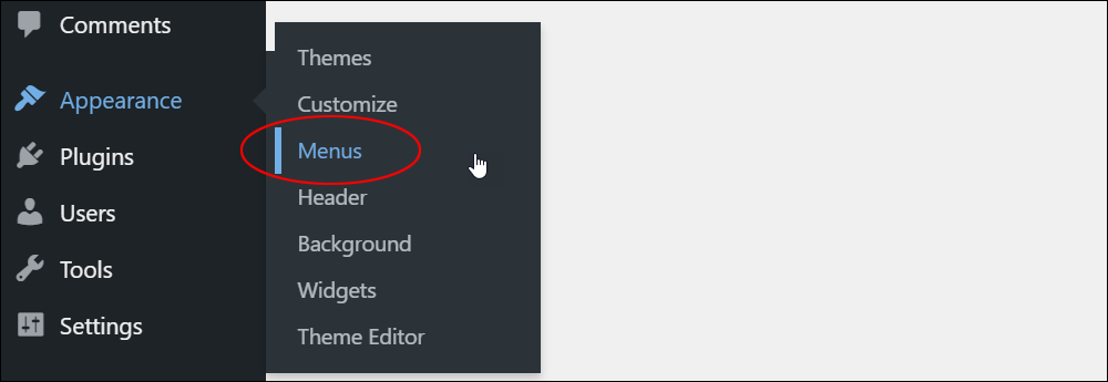WordPress: Appearance - Menus