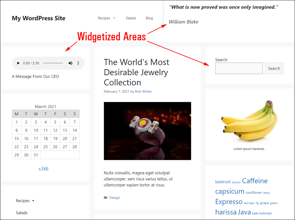 WordPress Theme with multiple widgetized areas.