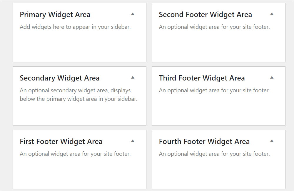 Twenty Ten theme Widget Areas - No widgets added.