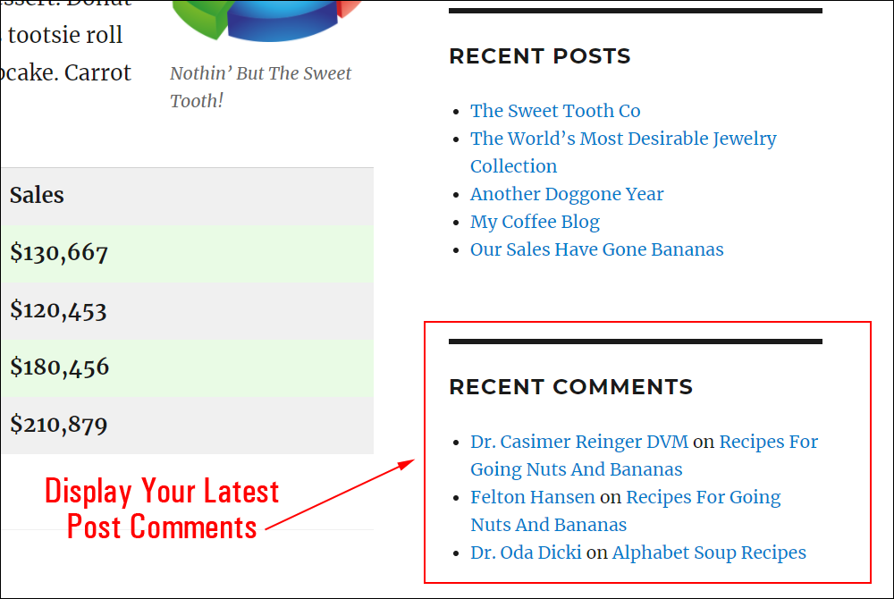 Recent comments displayed on sidebar.