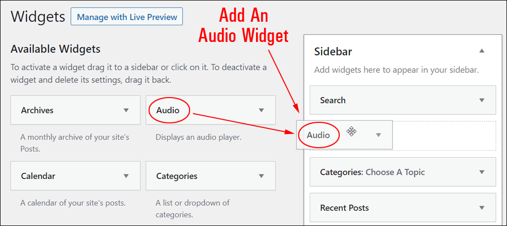 Audio widget.