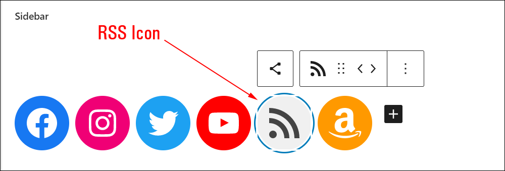 Social Icons block - RSS icon added.