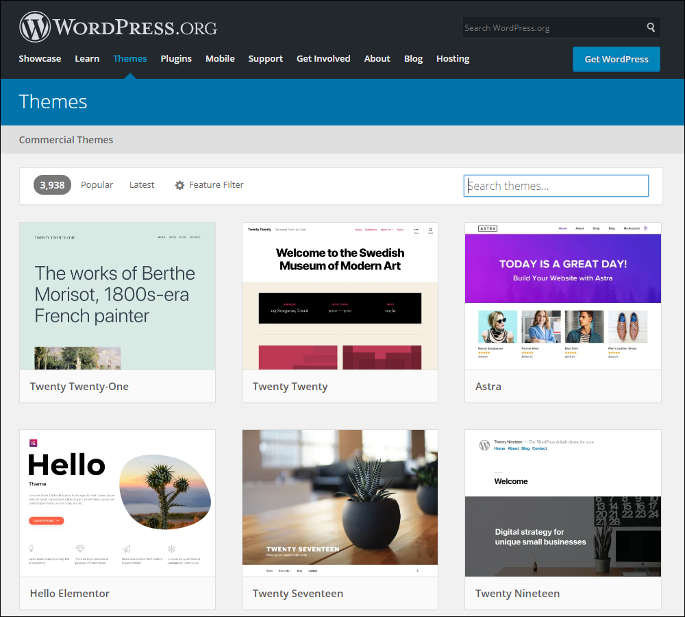 WordPress.org - Free Themes Directory.