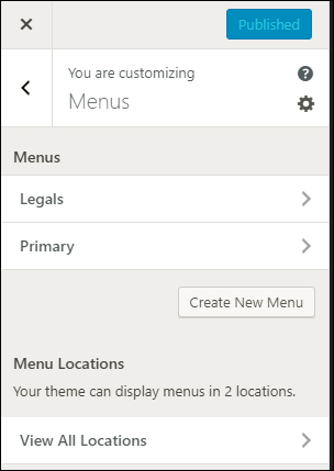 WordPress Theme Customizer - Menus section