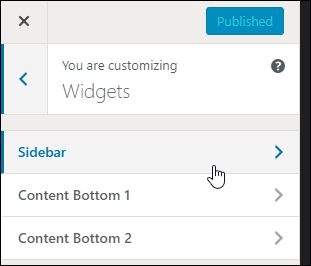 WordPress Theme Customizer - Widgets section.