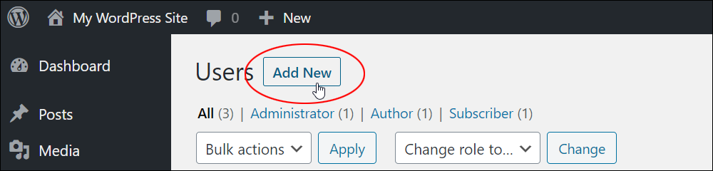 Add New Users button.