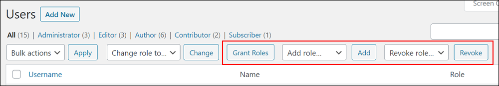 User Role Editor plugin - additional functions added to Users screen.