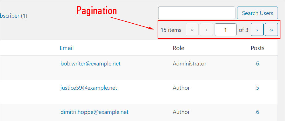 Users screen - Pagination feature