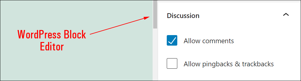 WordPress Block Editor - Discussion settings.