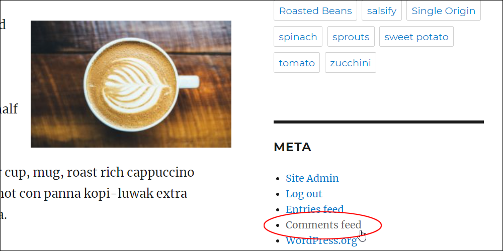 WordPress comments feed.