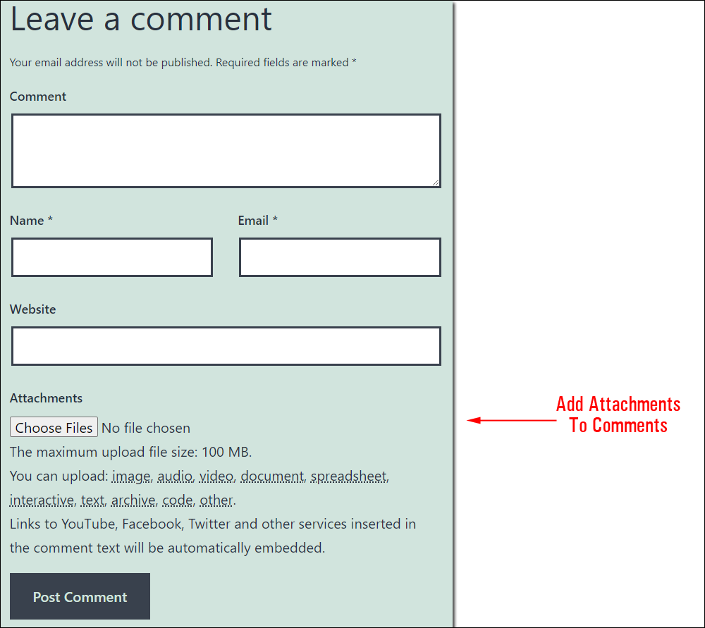 DCO Comment Attachment - WordPress plugin.