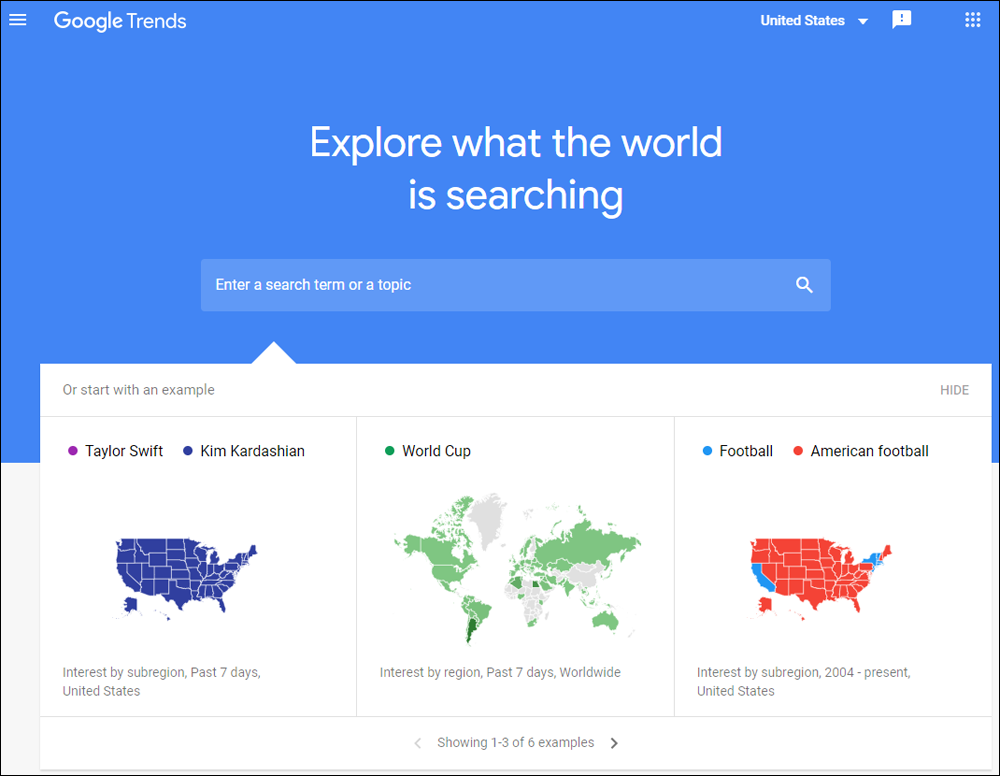 Google Trends home page.