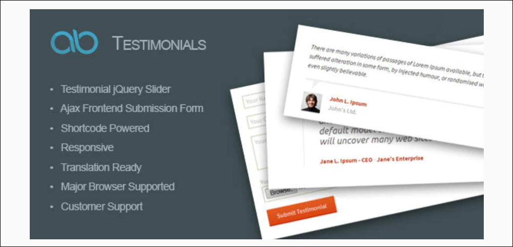 AB Testimonial plugin for WordPress.