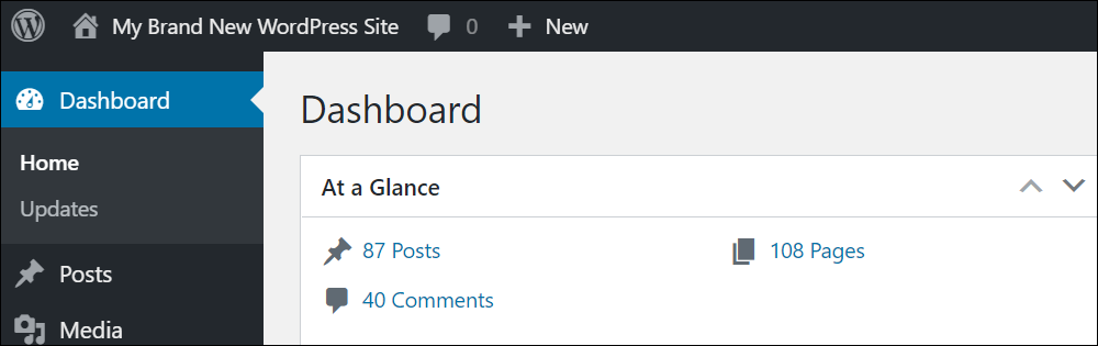 WordPress Dashboard - At a Glance