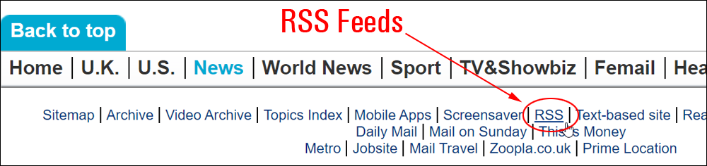 RSS Feeds section.