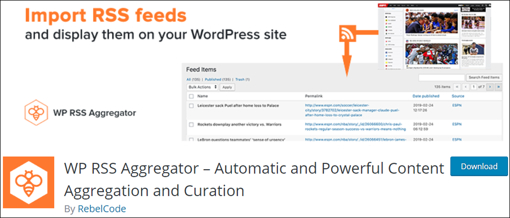 WP RSS Aggregator.